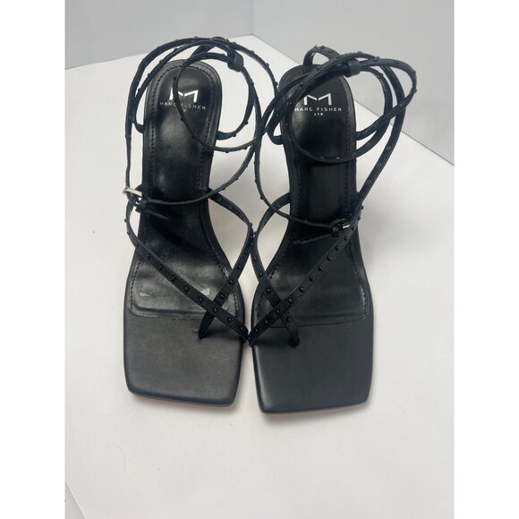 Marc Fisher LTD Dallin Black Strappy Studded Heeled Sandals Size 9M - Picture 4 of 8